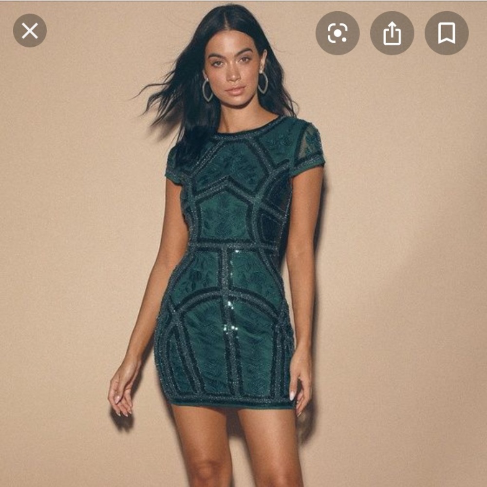 Lulu's Green Sequin Mini Dress
